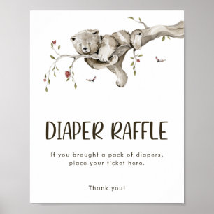 Poster Cartaz de rifa de fralda de urso