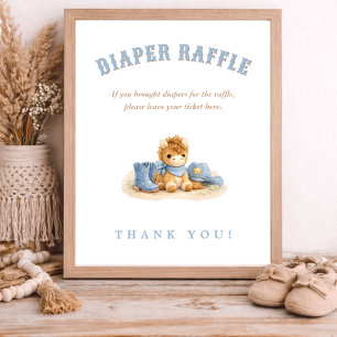 Poster Cartaz de Rifas de Fraldas para Chá de Bebê Little