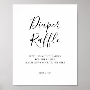 Poster Cartaz de Rifas de Fraldas para Chá de Bebê Minima