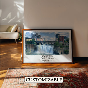 Poster Cartaz de Rochester Nova York, Aquarela, Personali