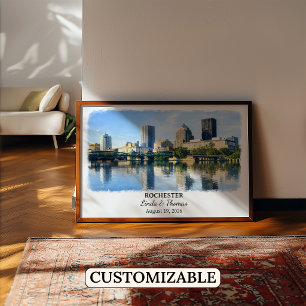 Poster Cartaz de Rochester Nova York, Aquarela, Personali