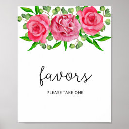 Poster Cartaz de rosas em aquarela, favor pegar um