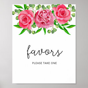 Poster Cartaz de rosas em aquarela, favor pegar um