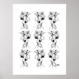 Poster Cartaz de Rosto Bobalhão Preto e Branco