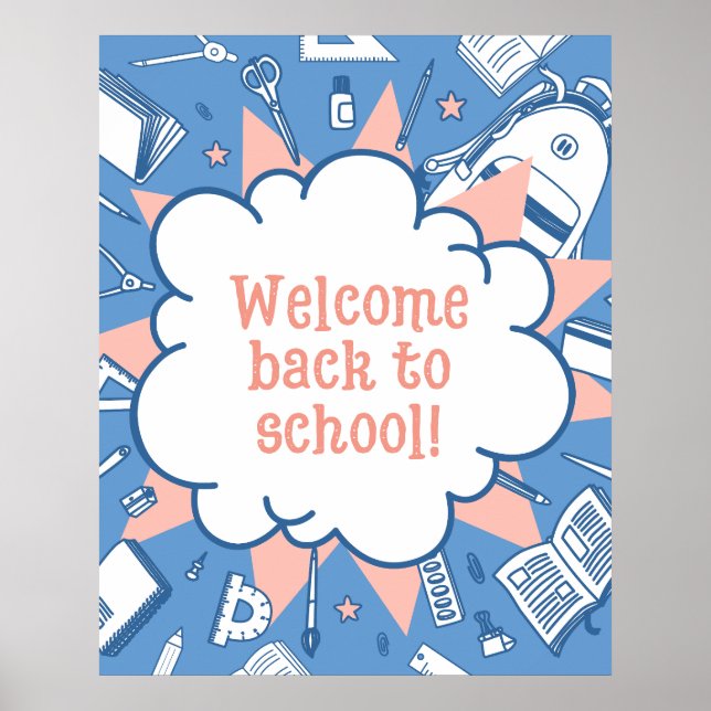 Poster Cartaz de Sala de Aula Bem-vindo de Volta à Escola (Frente)