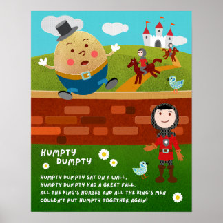 Poster Cartaz de Sala de Aula da Rima Infantil Humpty Dum
