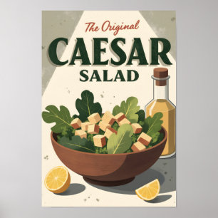 Poster Cartaz de Salada Caesar Vintage – Arte de Cozinha