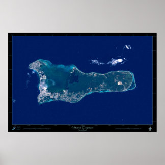 Póster cartaz de satélite das Ilhas Cayman Maior
