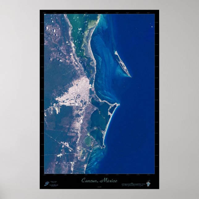 Póster Cartaz de satélite de Cancun, México (Frente)