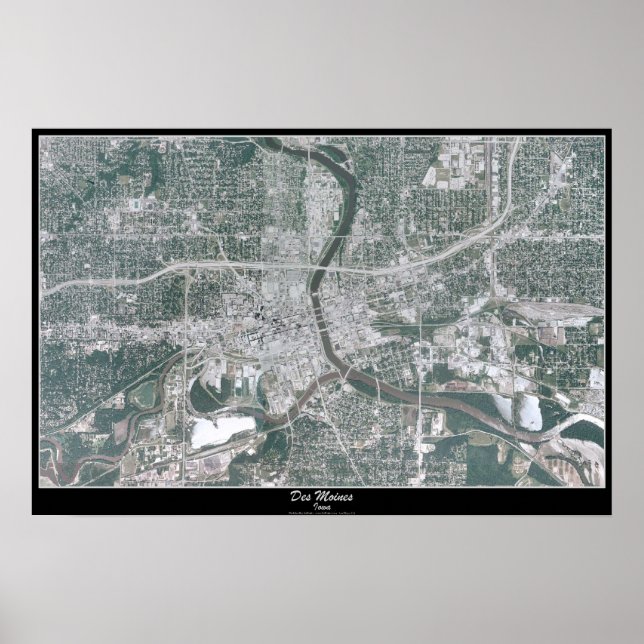Póster Cartaz de satélite de Des Moines, Iowa (Frente)