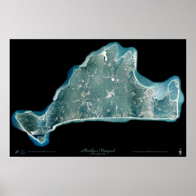 Póster Cartaz de satélite de Martha's Vineyard Massachuse (Frente)