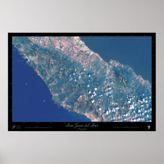 Poster cartaz de satélite de San Juan del Sur, Nicarágua