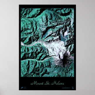 Poster Cartaz de satélite do Monte St. Helens Washington