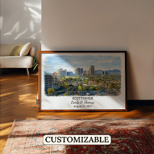 Poster Cartaz de Scottsdale Arizona, Aquarela, Personaliz