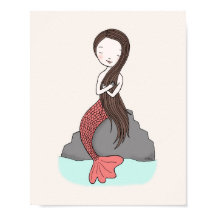 Cartaz de Sereia Arte de Sereia Fofa para Berçário