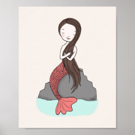 Póster Cartaz de Sereia Arte de Sereia Fofa para Berçário