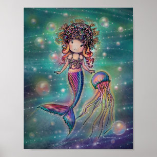 Poster Cartaz de Sereia Fofa e Água-viva Molly Harrison