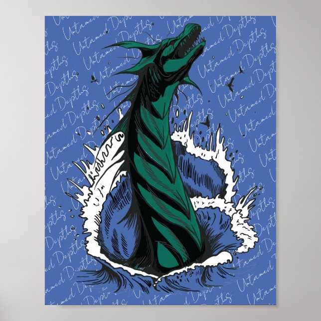 Poster Cartaz de Serpente Monstro do Mar Verde Ondas do O (Frente)