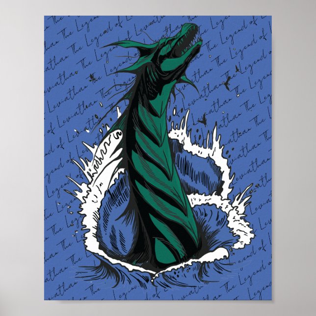 Poster Cartaz de Serpente Monstro do Mar Verde Ondas do O (Frente)