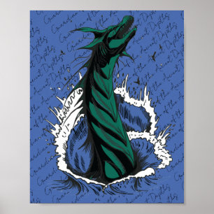 Poster Cartaz de Serpente Monstro do Mar Verde Ondas do O