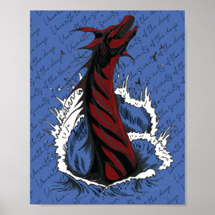 Poster Cartaz de Serpente Monstro do Mar Vermelho Ondas d