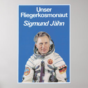 Poster Cartaz de Sigmund Jähn Vintage Astronauta Alemão O