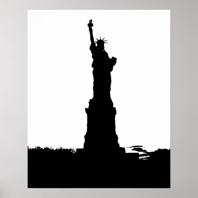 Poster Cartaz de Silhueta da Estátua da Liberdade (Frente)