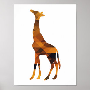 Póster Cartaz de Silhueta de Girafa Geométrica