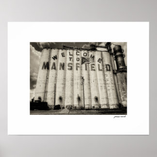 Poster Cartaz de Silos de Grãos de Mansfield Ohio em Sépi