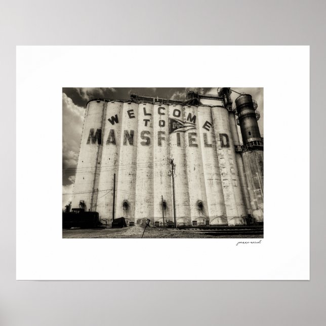 Poster Cartaz de Silos de Grãos de Mansfield Ohio em Sépi (Frente)