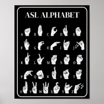 Cartaz de Sinais de Mão do Alfabeto em ASL A-Z