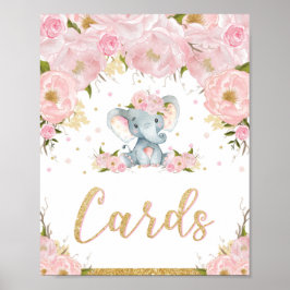 Poster Cartaz de Sinal de Cartões Elefante Aniversário Ch