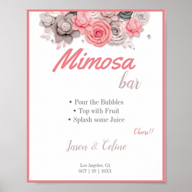 Poster Cartaz de Sinal de Casamento do Bar Mimosa (Frente)