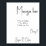 Poster Cartaz de Sinal de Casamento no Bar da Mimosa<br><div class="desc">Torne-o seu adicionando o seu texto. Para acessar as ferramentas avançadas de edição,  vá para "Personalizar",  role para baixo e pressione o link "clique para personalizar ainda mais". Para mais designs correspondentes,  clique no link "Outros produtos desta coleção"</div>