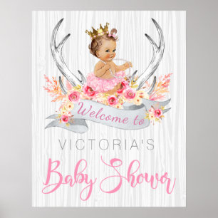 Poster Cartaz de Sinal de Chuveiro de Bebê Menina