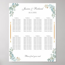 Poster Cartaz de sinal de gráfico de assentos de 8 mesas 