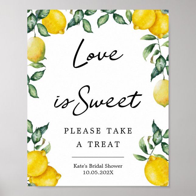 Poster Cartaz de sinal de limões doces do amor (Frente)