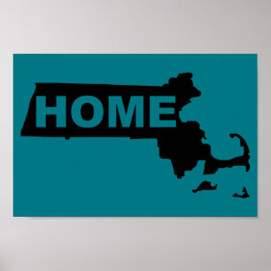 Póster Cartaz de Sinal de Massachusetts Casa Longe do Est