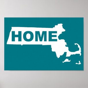 Poster Cartaz de Sinal de Massachusetts Casa Longe do Est