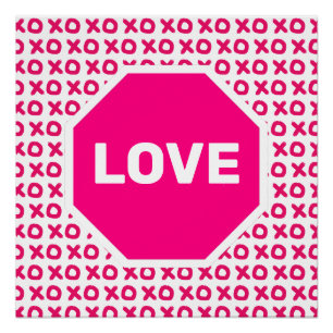Póster Cartaz de Sinal de Parar de Amor Rosa