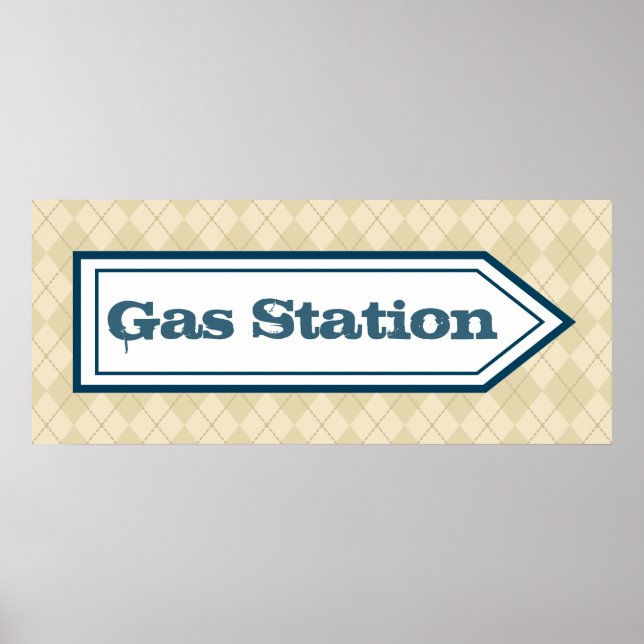 Póster Cartaz de Sinal de Posto de Gasolina (Frente)