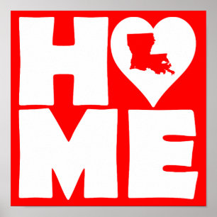 Póster Cartaz de Sinal do Estado de Louisiana Home Heart