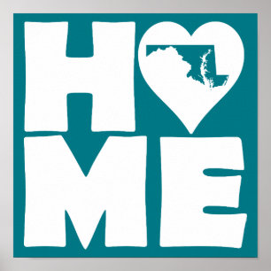 Póster Cartaz de Sinal do Estado de Maryland Home Heart