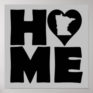 Póster Cartaz de Sinal do Estado de Minnesota Home Heart