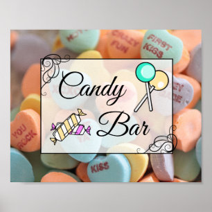 Poster Cartaz de Sinalização de Barra de Doces para Casam