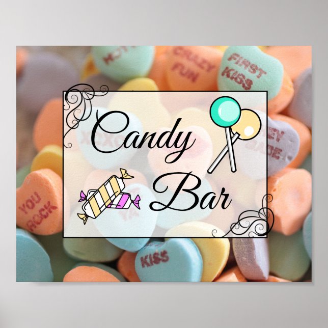 Poster Cartaz de Sinalização de Barra de Doces para Casam (Frente)