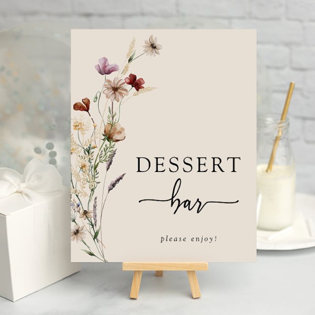 Poster Cartaz de Sobremesa Floral Boho (Boho Floral Dessert Poster
)