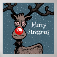 Cartaz de Stressmas com o Renas Rudolph