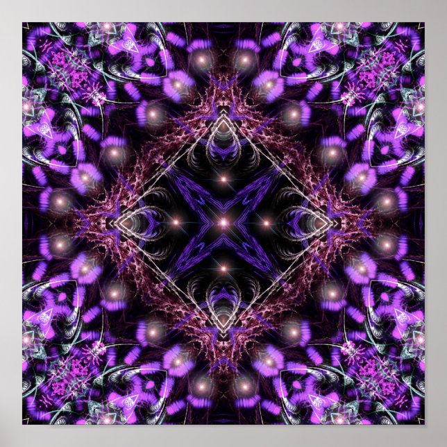 Póster Cartaz de Tapeçaria Fractal de Luz Roxa (Frente)