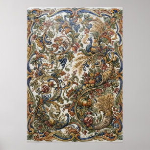 Poster Cartaz de Tapeçaria Paisley Ornamentado Vintage